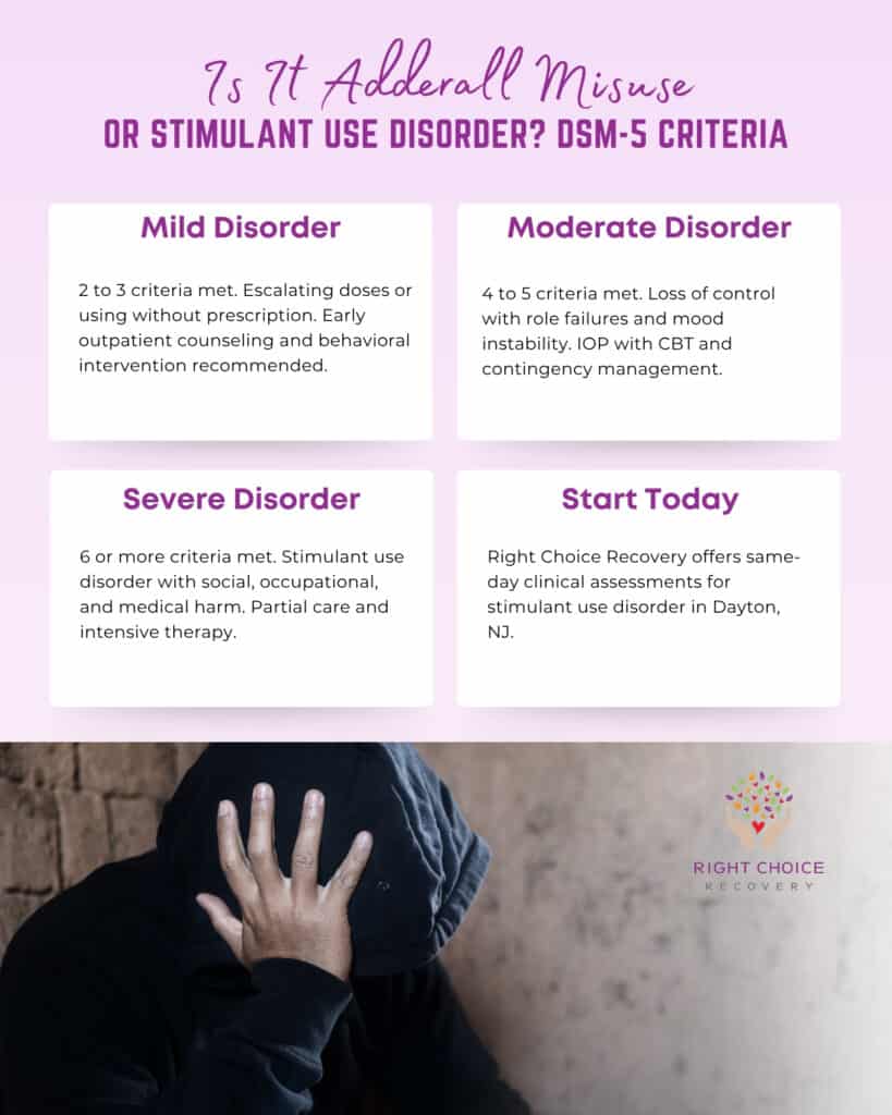 Adderall Misuse or Stimulant Use Disorder DSM-5 Severity Levels